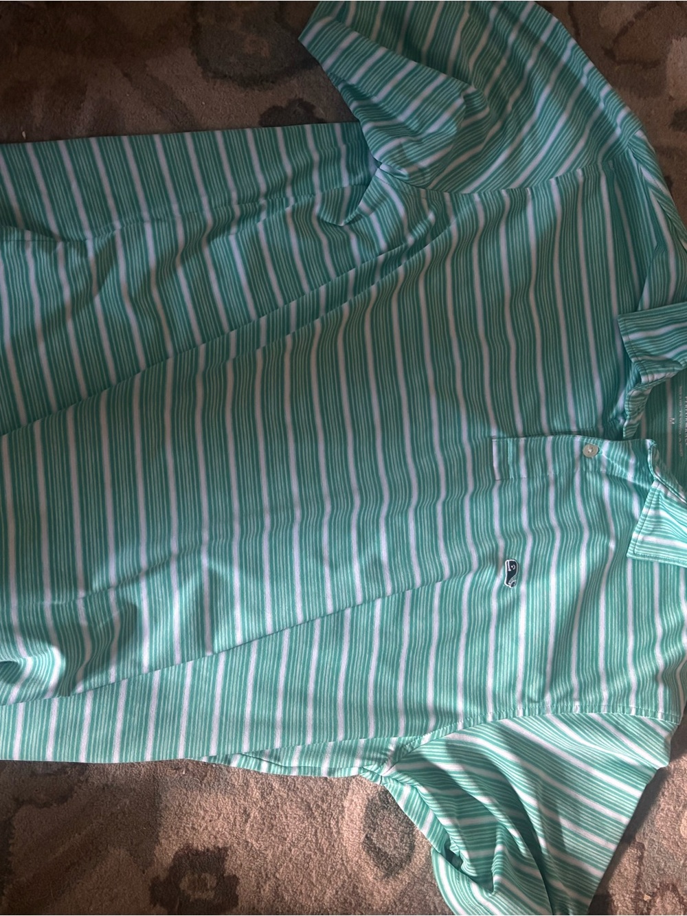 Vineyard Vines Mint Green and White Striped Polo